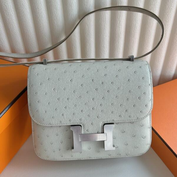 【エルメス HERMES】コンスタンス3 ミニ グリパール (80)シルバー金具 オーストリッチ A刻印(100%手縫い)